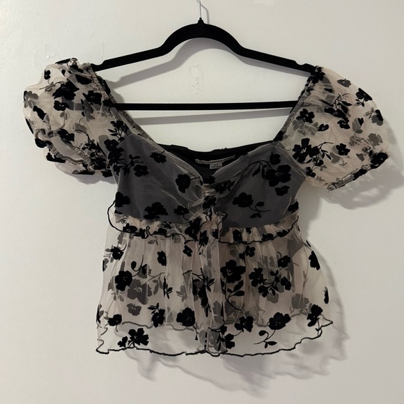 Urban Outfitters Kimchi Blue Claudia Floral Babydoll Blouse - Picture 4 of 6